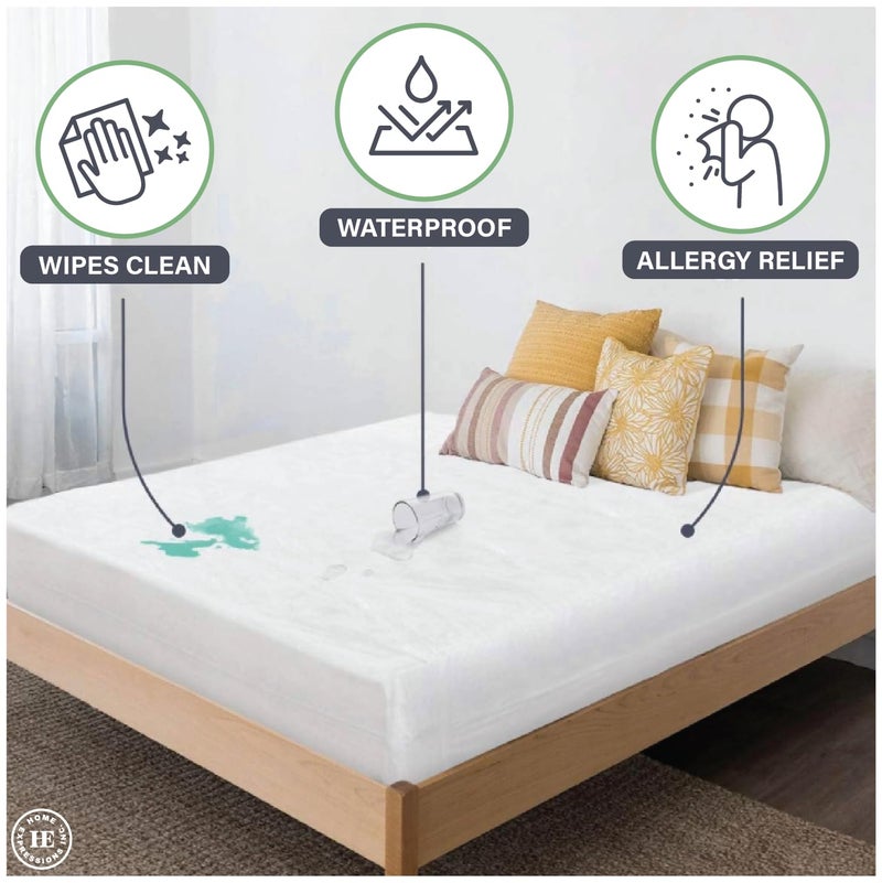 Home Expressions 4Gauge Vinyl Mattress Protector Fitted Sheet Style Waterproof Mattress Cover Breathable and Spill Protection Fits a Mattress Up to 11.5" Deep (King 80" x 78" x 11.5 Deep) - Image 5